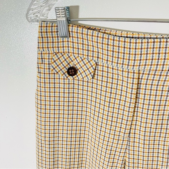 Veronica Beard Renzo Skinny Ankle Trouser Pants Gold Tan Plaid Quiet Luxury - Picture 7 of 9